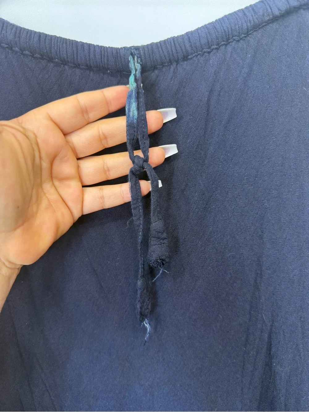 Navy Maxi Skirt with Turquoise Hem Accent